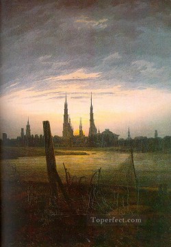  friedrich art painting - City at Moonrise Romantic Caspar David Friedrich